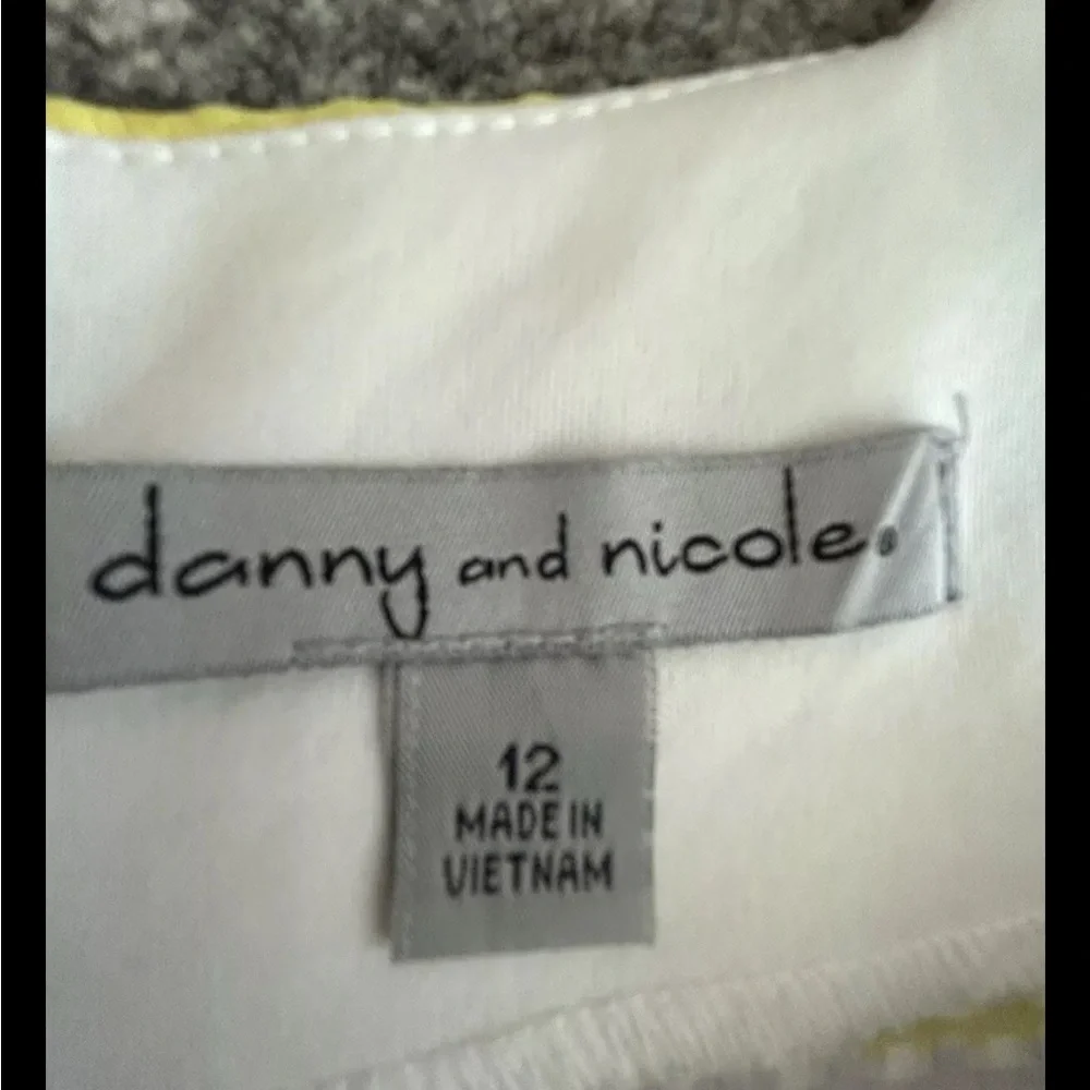 Danny & Nicole‎ Dress 12 Yellow Stripe Pleated Sleeveless Square Neck Fit Flare